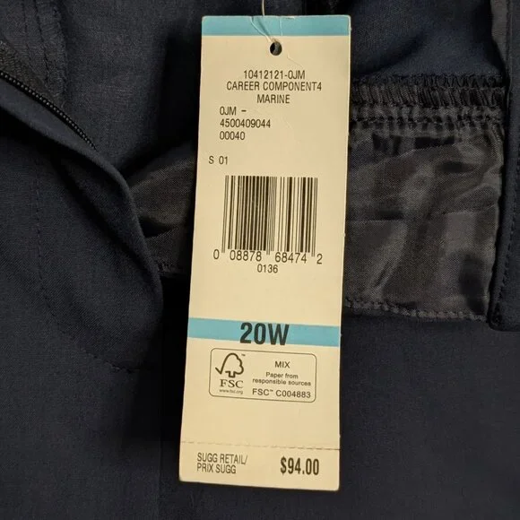 Jones New York Womens Navy Stretch Runway Slim Pants 20W Polyester Blend Career - Picture 7 of 16